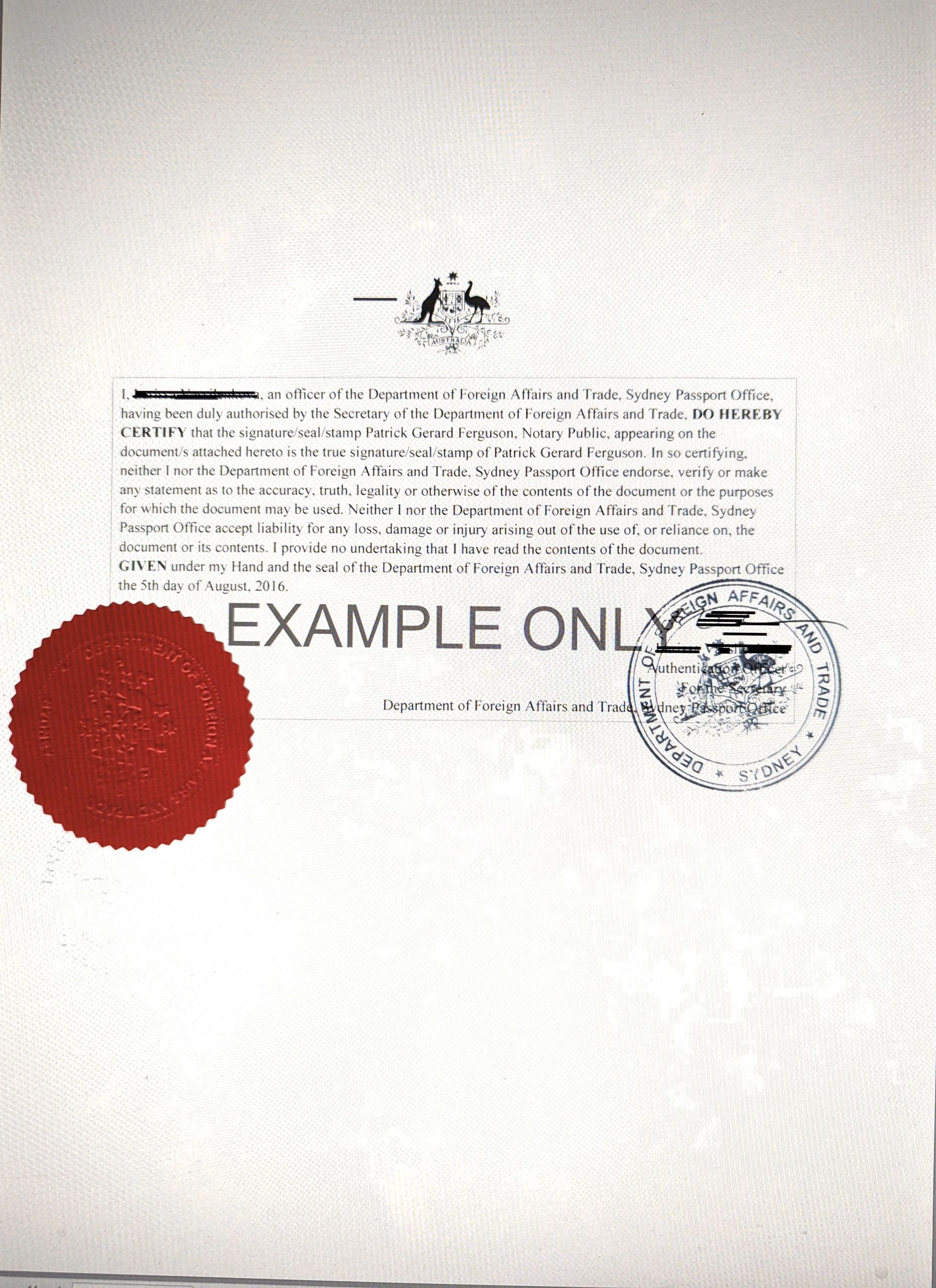 DFAT certification letter example