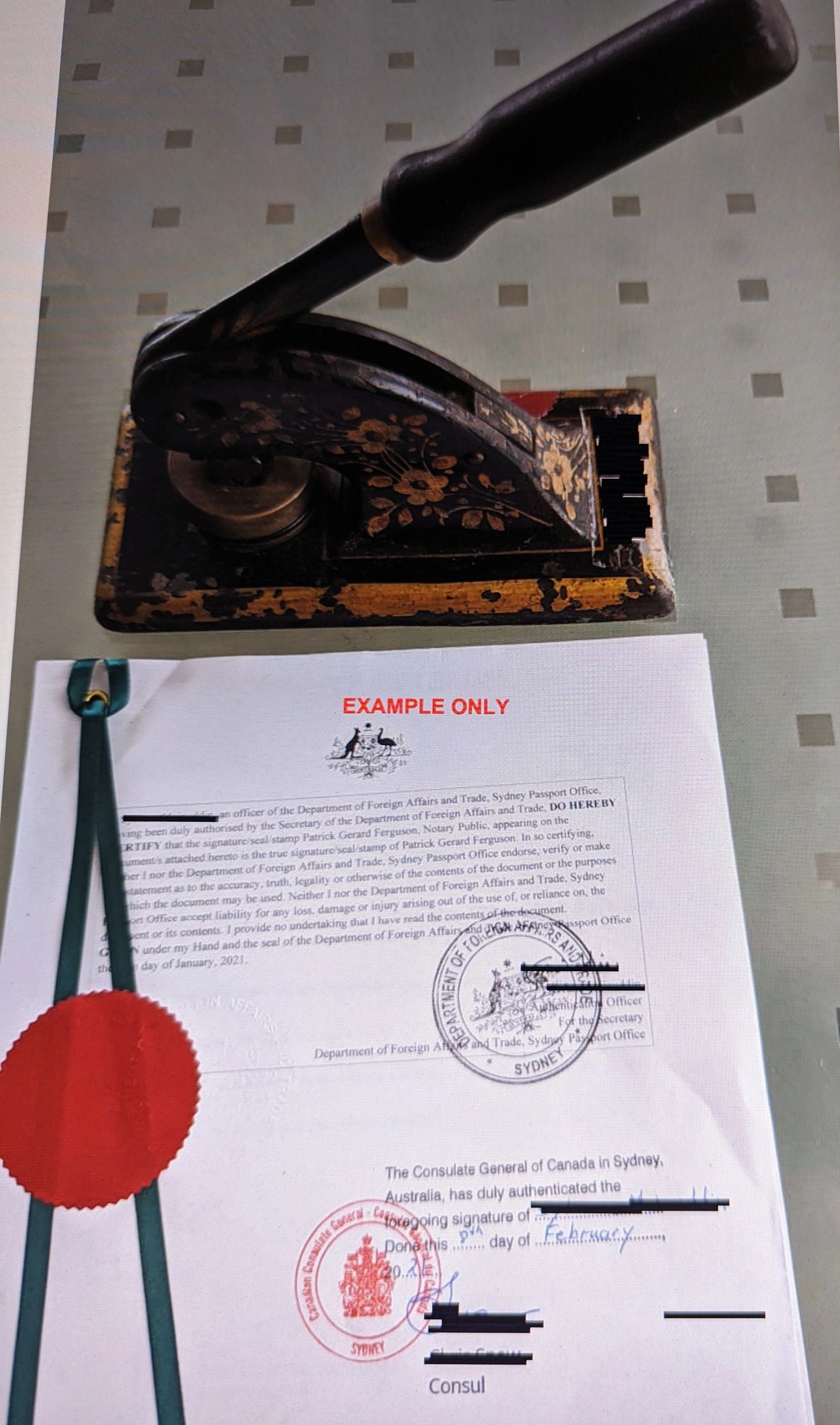 Official notary seal on document